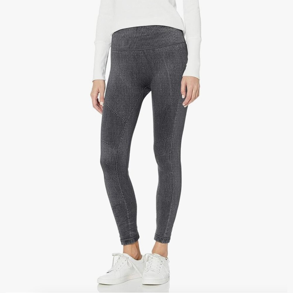 Yummie Women's Legging Moto Green Washed Look Seamless Skimmer Skinny Pants